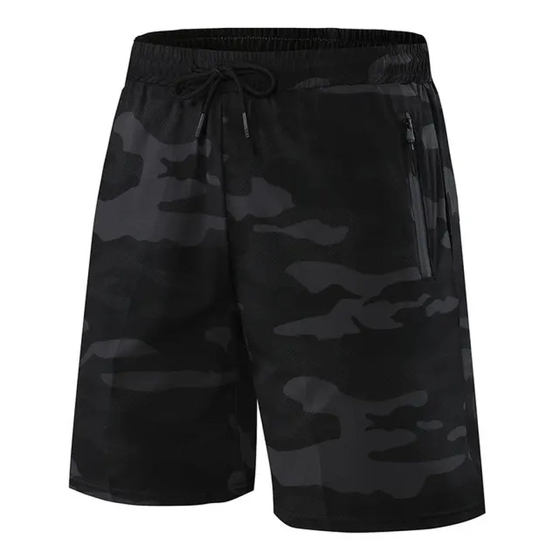 Men'S Shorts Fitness Shorts Running Sports Men'S Fitness Shorts Camouflage Zipper Pocket Sports Shorts