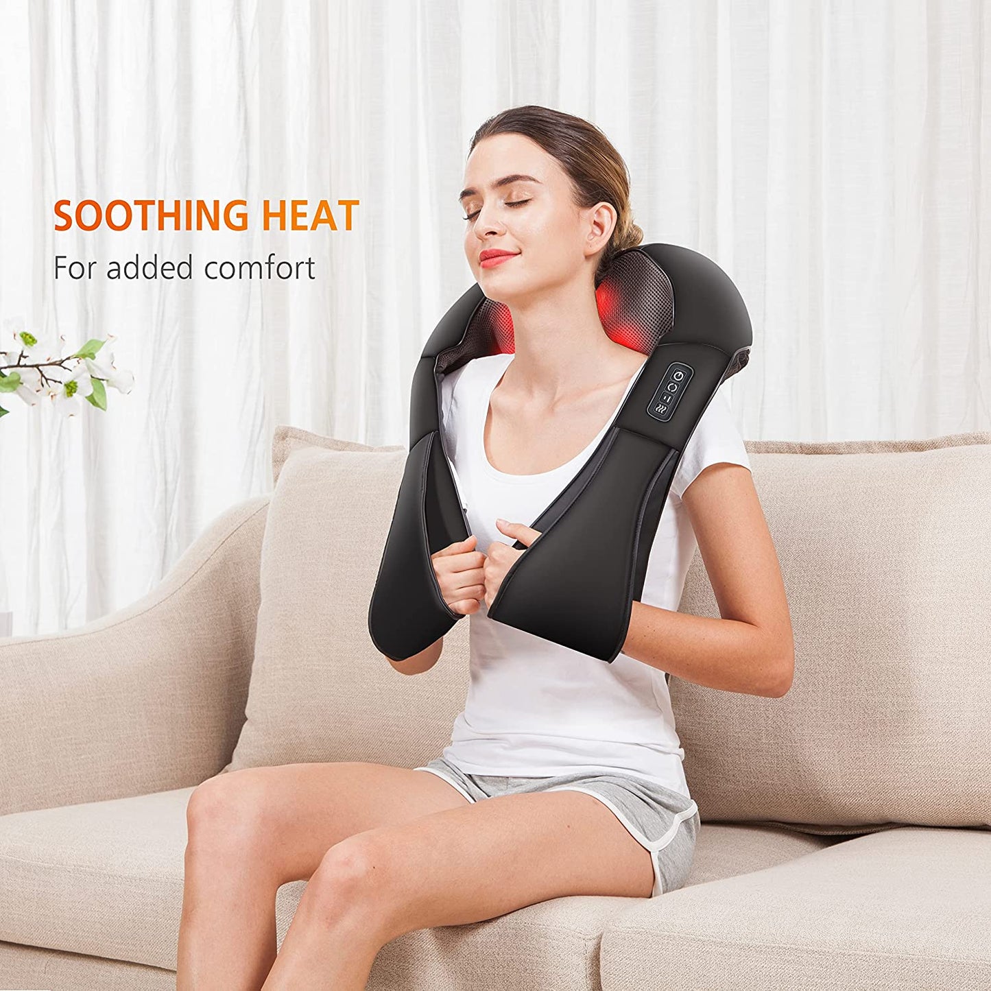 Shiatsu Neck and Shoulder Massager - Back Massager with Heat, Deep Kneading Electric Massage Pillow for Neck, Back, Shoulder,Foot,Body, Fathers Day Gift, Ideal Gifts for Dad Mom