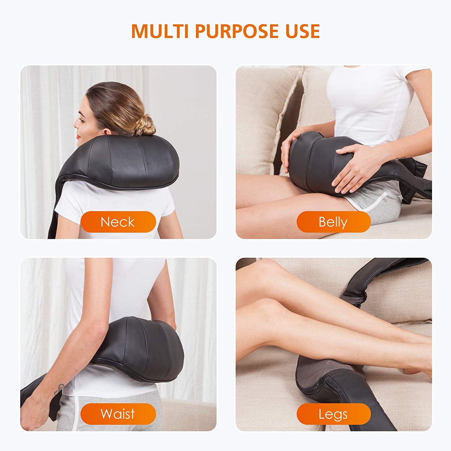 Shiatsu Neck and Shoulder Massager - Back Massager with Heat, Deep Kneading Electric Massage Pillow for Neck, Back, Shoulder,Foot,Body, Fathers Day Gift, Ideal Gifts for Dad Mom