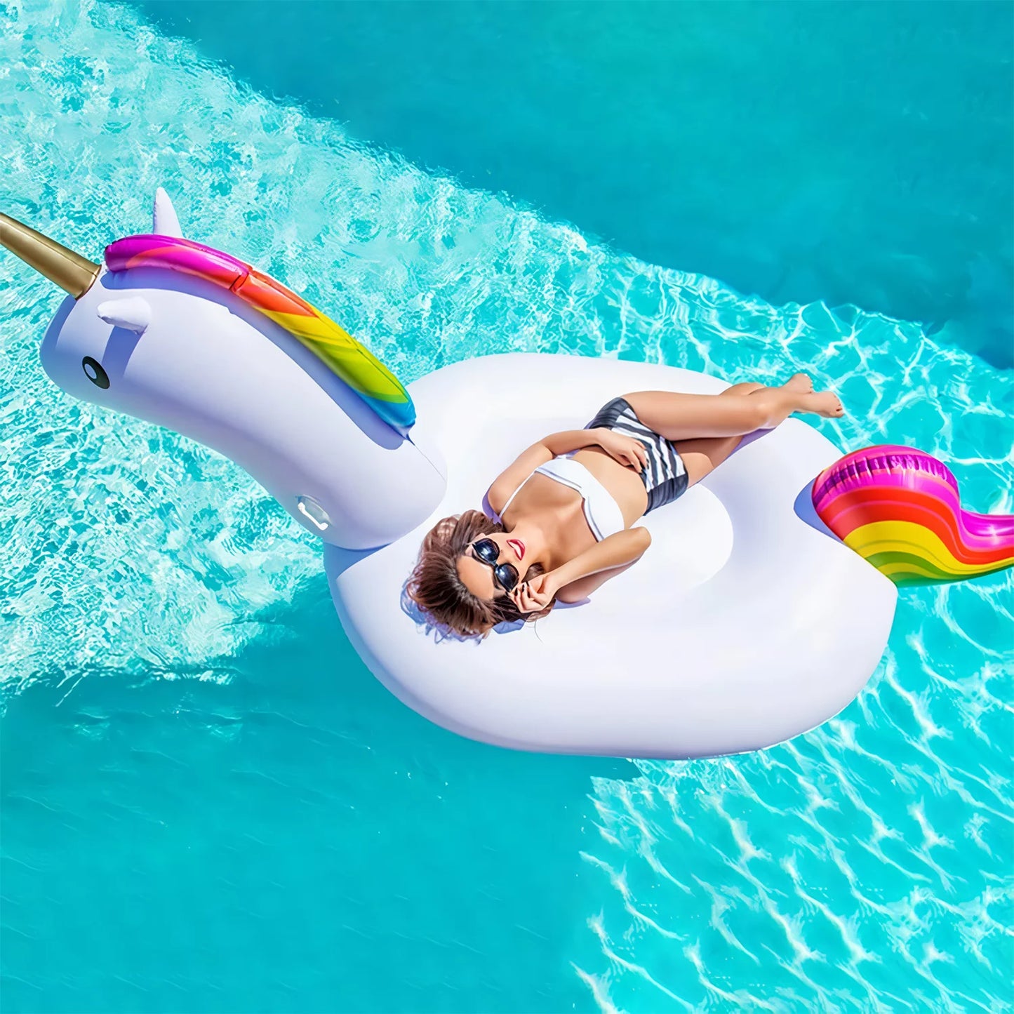 Large Unicorn Inflatable Pool Float for Kids, Giant Float for Pool, Swimming Pool Inflatables Ride-On Pool Toys