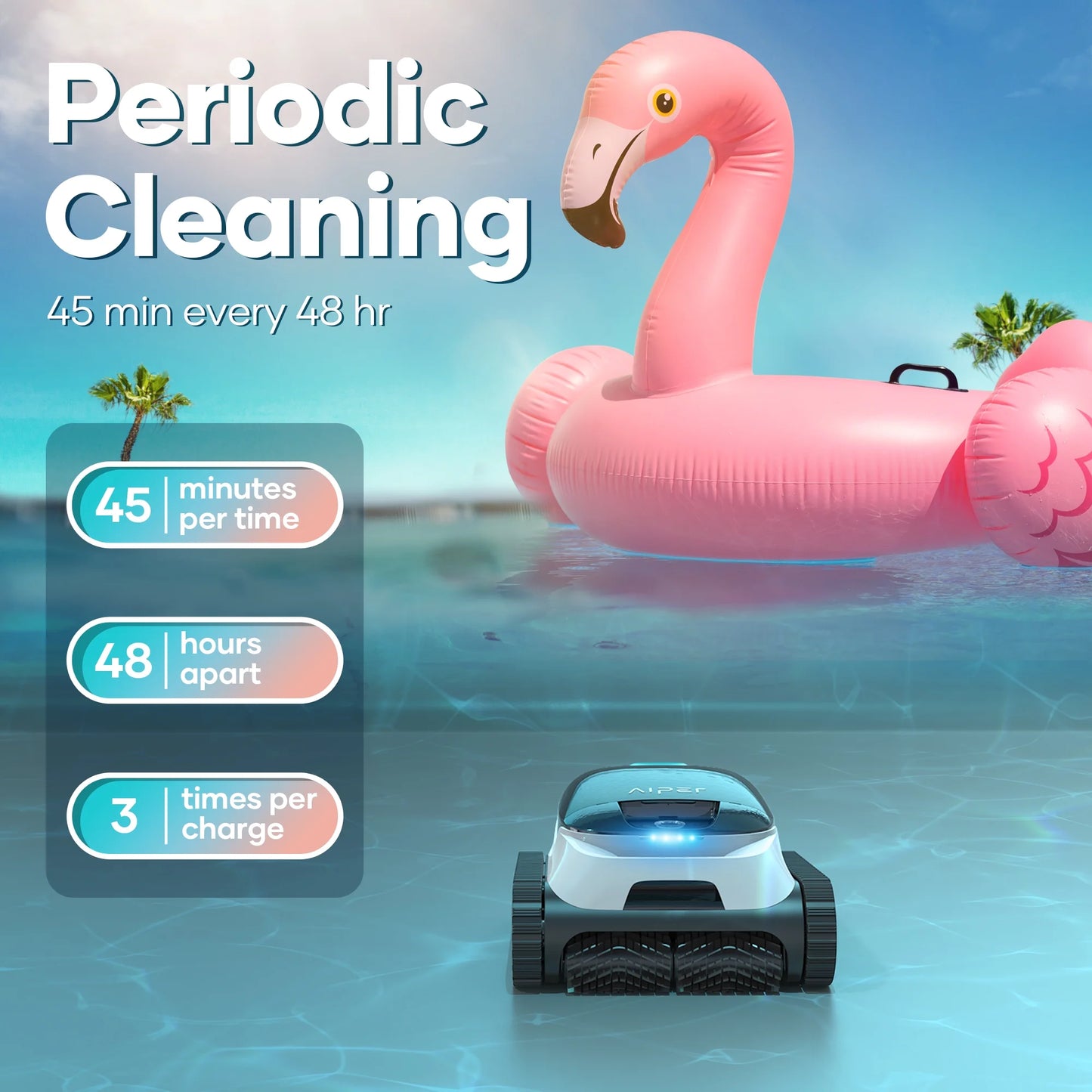 N1 Pool Robot Cordless Robotic Pool Vacuum Cleaner with 2 Extra Replacement Brushes for Inground Pools 110W Suction Power Wall Floor Waterline Cleaning