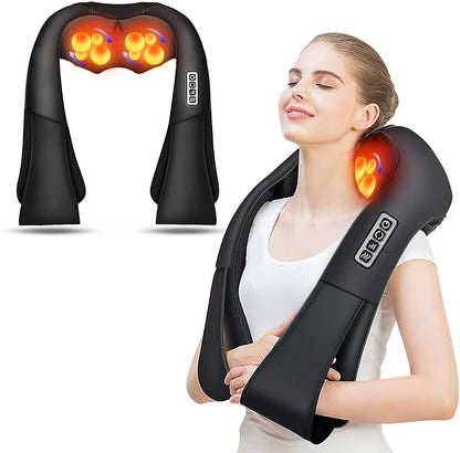 Neck Massager,Shiatsu Neck and Shoulder Massager, Back Massager with Heat Deeper Tissue 4D Kneading Massage Pillow for Neck, Back, Waist, Leg, Home, Office and Car Use-Gifts for Women Men Mom Dad