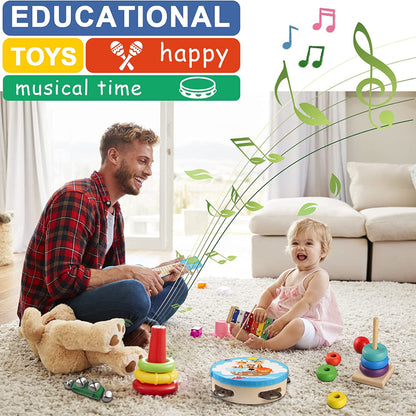 Toddler Musical Instruments,Wooden Percussion Instruments for Baby Kids Preschool Educational Musical Toys Set Boys and Girls with Carrying Bag