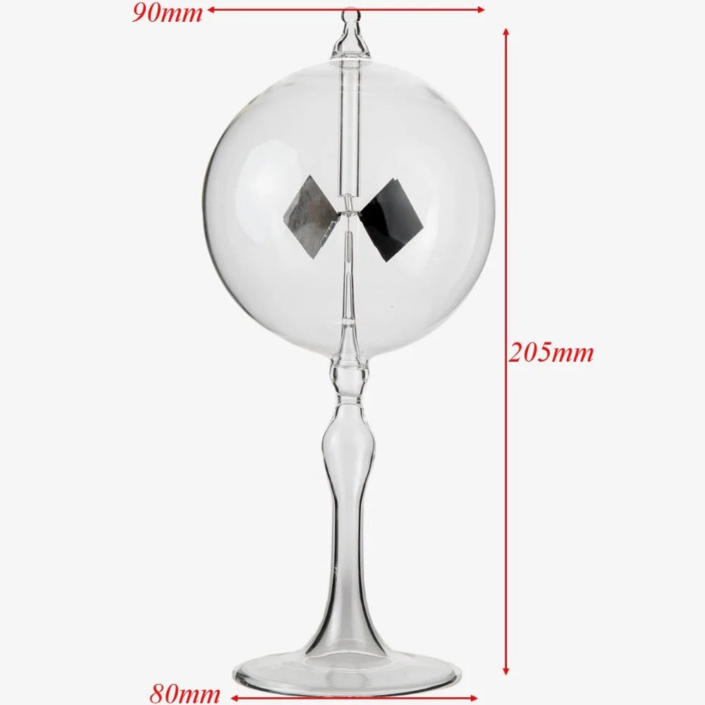 20.5Cm 4 Blades Rotating Glass Windmill Solar Powered Crookes Radiometer Light Mill/Educational Teaching Study Tool/Office Home