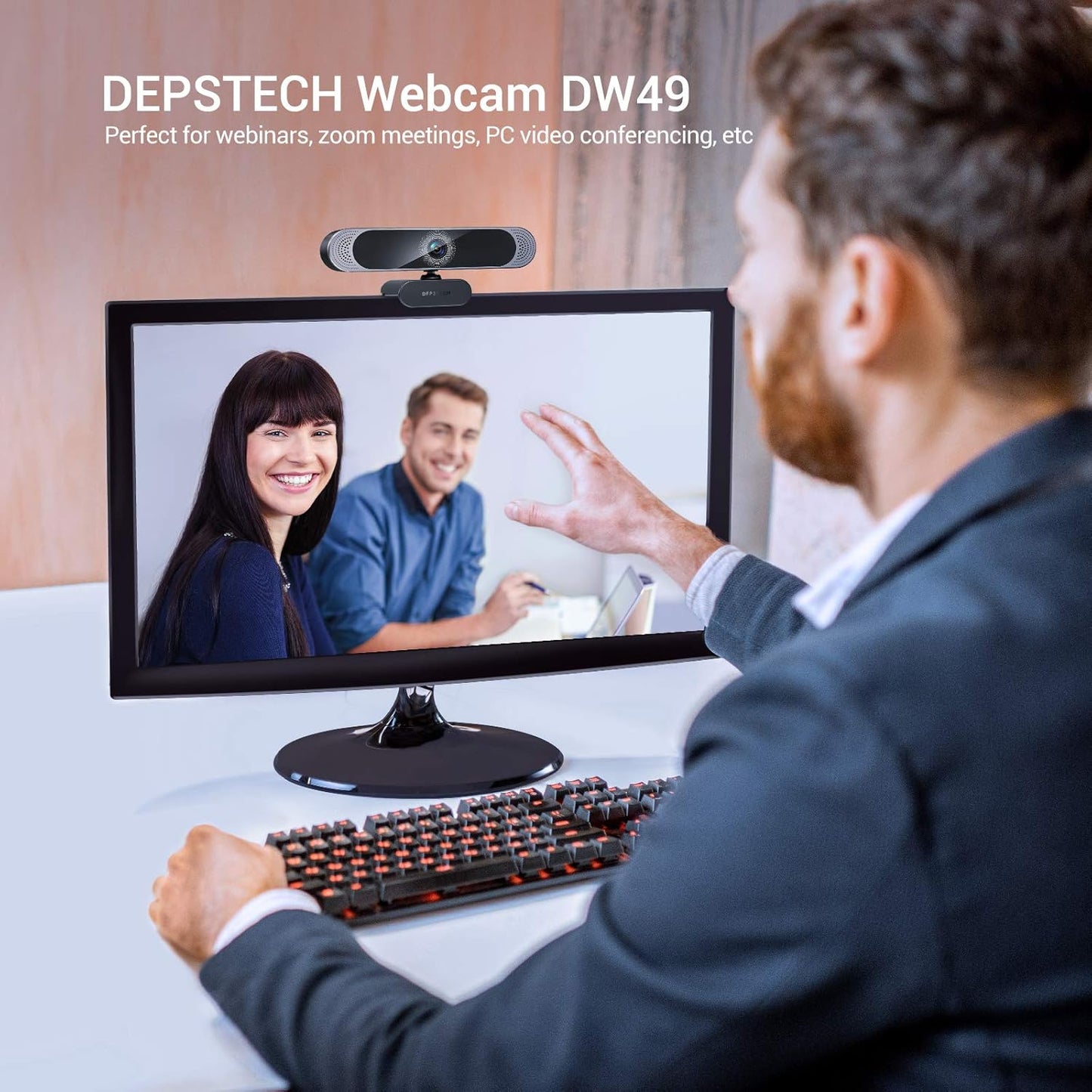 4K Webcam,  DW49 HD 8MP Sony Sensor Autofocus Webcam with Microphone, Privacy Cover and Tripod, Plug and Play USB Computer Web Camera for Pro Streaming/Online Teaching/Video Calling/Zoom/Skype