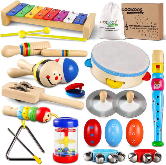 Toddler Musical Instruments Set Wooden Percussion Instruments Toy for Kids Baby