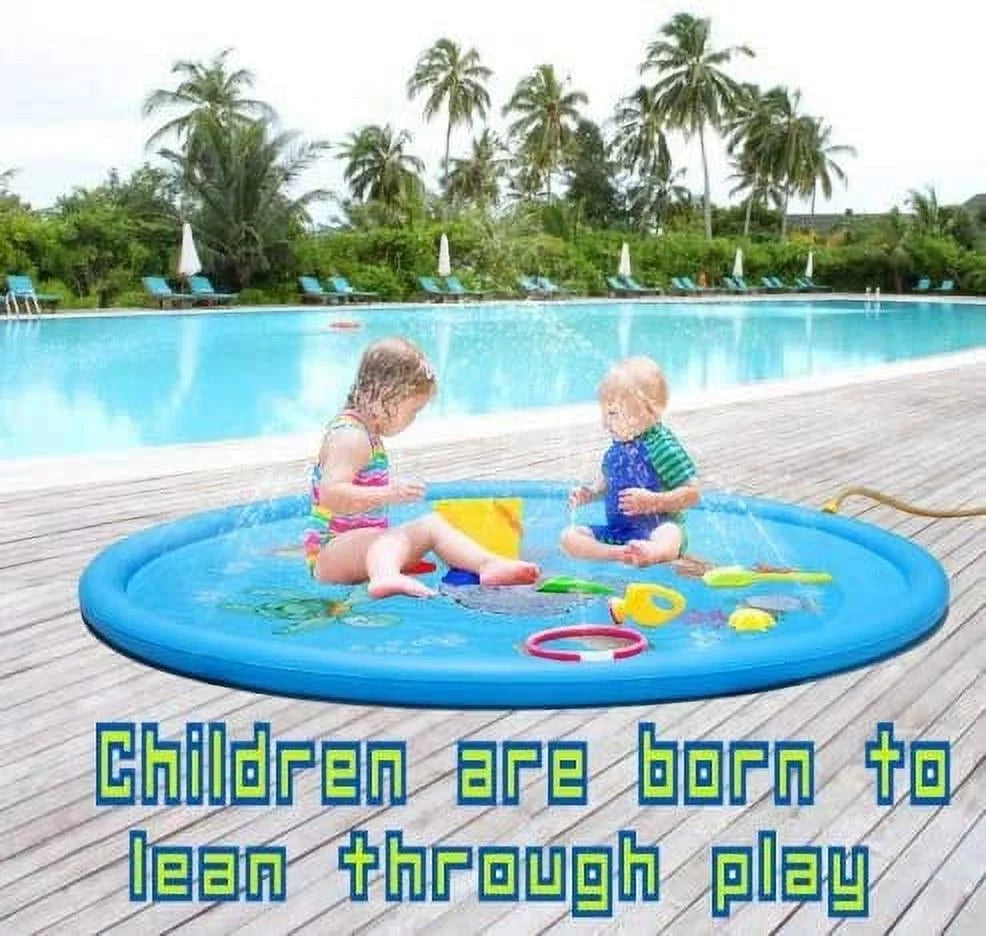 Splash Pad, 68'' Outdoor Swimming Pool Splash Play Pad - Sprinkler Mat Summer Toys for Toddlers