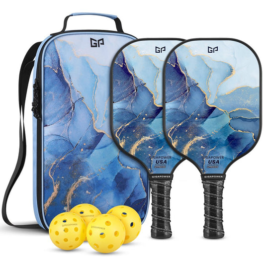 Pickleball Paddles Set of 2, USAPA Approved Graphite Carbon Face with Polypropylene Honeycomb Core Pickleball Paddle Set, Lightweight Pickleball Rackets for Women Men, Ocean Marble