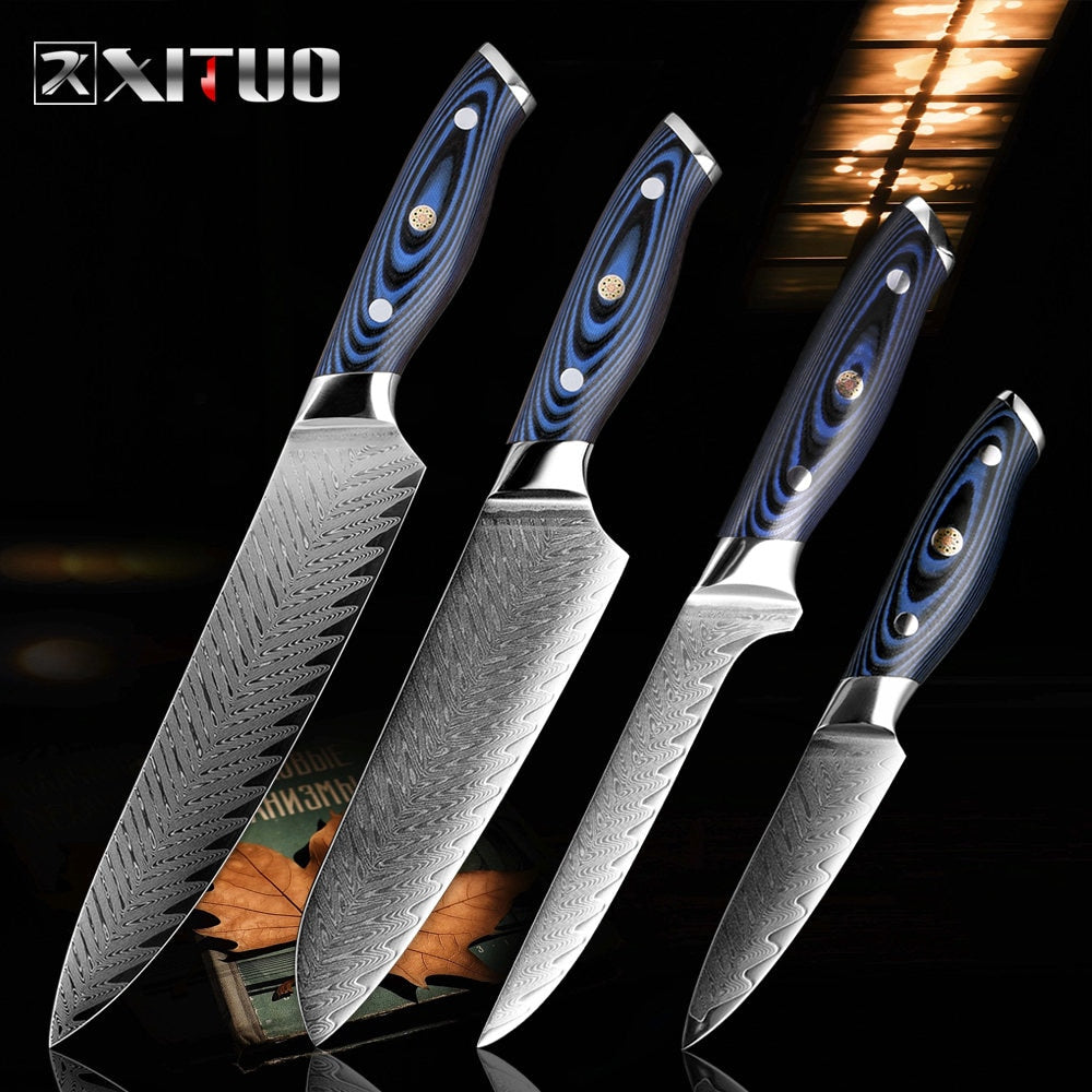 XITUO Damascus Chef Knife Set - Professional Japanese Kitchen Knives