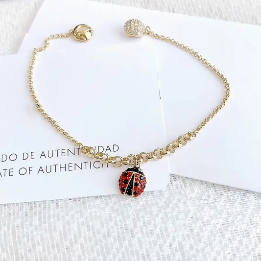 Female Crystals  Cute ladybug necklace