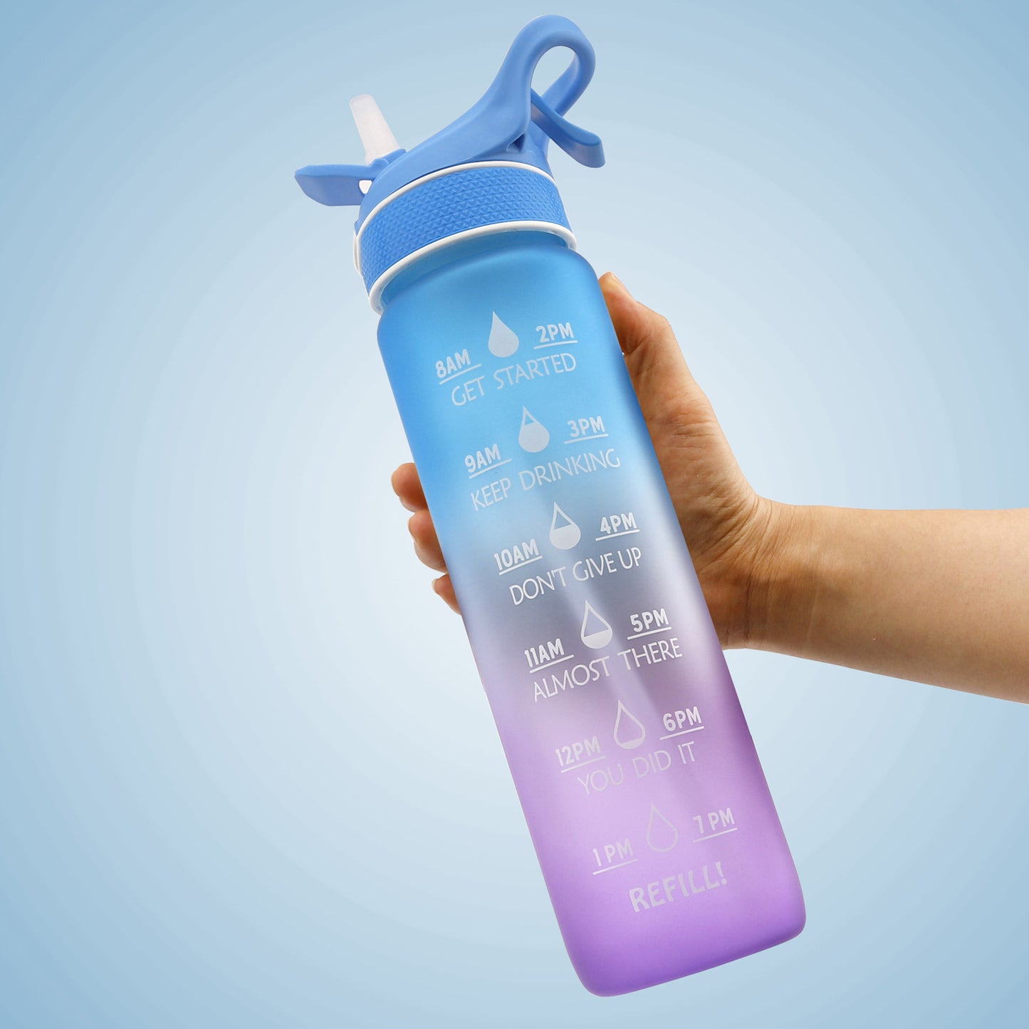 1000ML Plastic Spray Sports Water Bottle