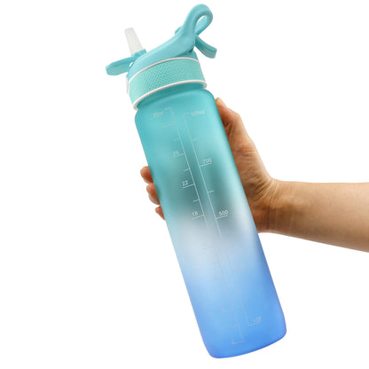 1000ML Plastic Spray Sports Water Bottle