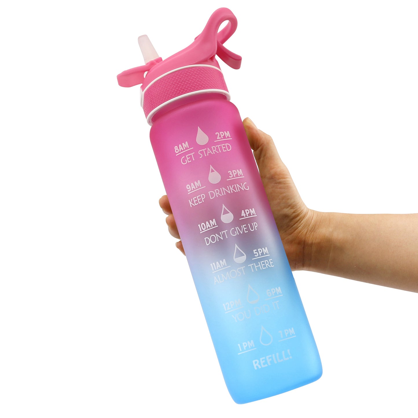 1000ML Plastic Spray Sports Water Bottle