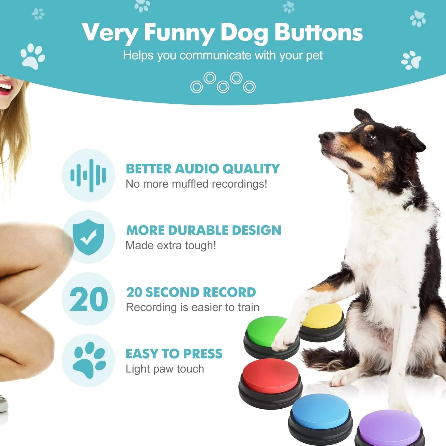 Voice Recording Button Pet Toys for Communication