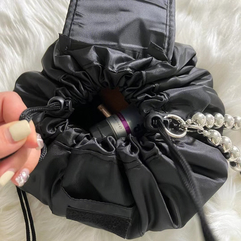 Women's drawstring cosmetic bag