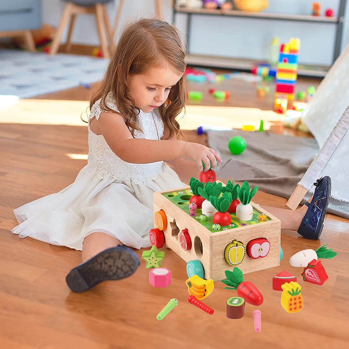 Wooden Carrot Harvest Educational Toy