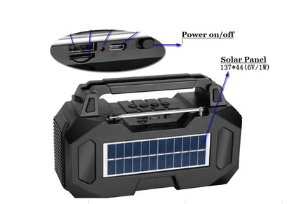 Emergency Radio ,Portable Digital FM Radio,Phone Stand+ Weather Radio with Solar Panel, Outdoor Survival Gadget