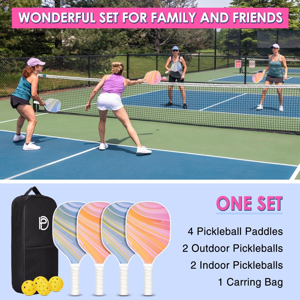 Pickleball Paddles, USAPA Approved Fiberglass Pickleball Set of 2/4 with Premium Pickleball Paddles, 4 Pickleball Balls and Pickleball Bag