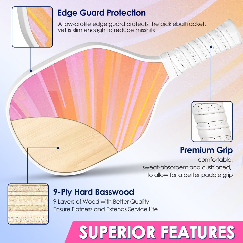 Pickleball Paddles, USAPA Approved Fiberglass Pickleball Set of 2/4 with Premium Pickleball Paddles, 4 Pickleball Balls and Pickleball Bag