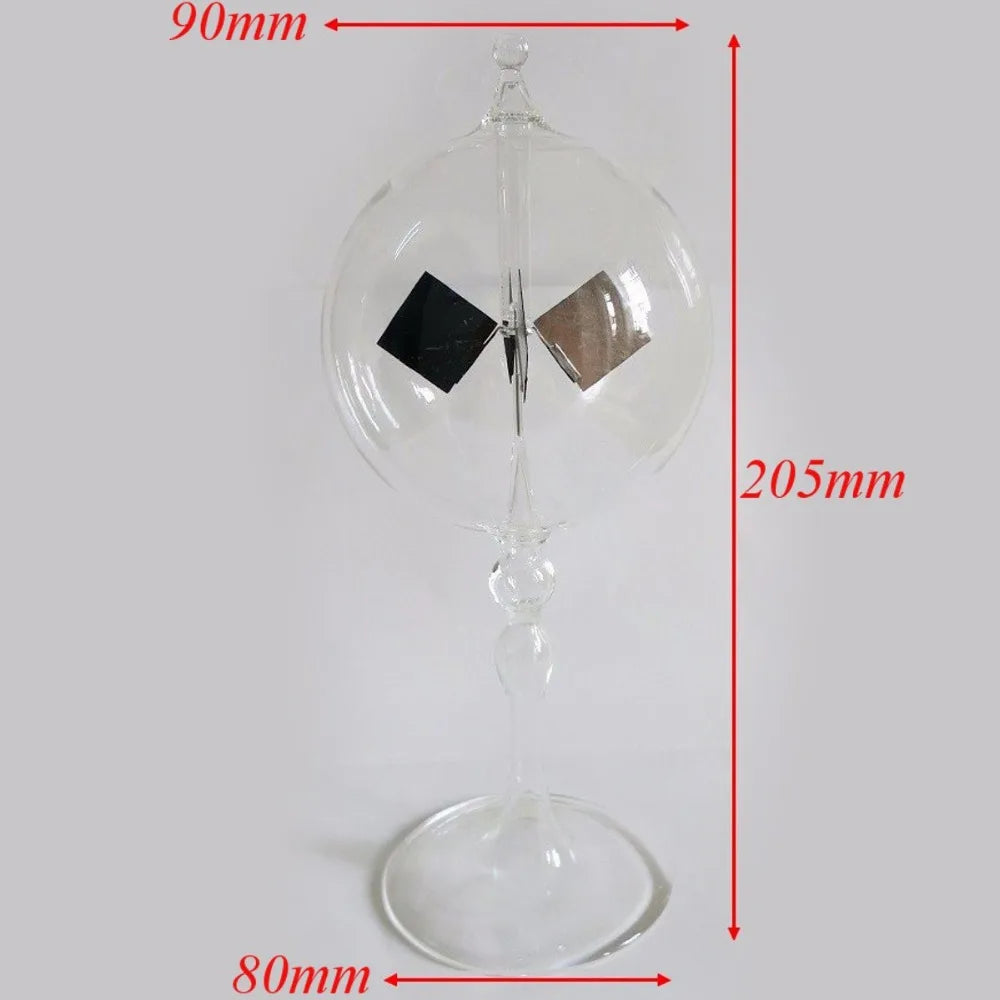 20.5Cm 4 Blades Rotating Glass Windmill Solar Powered Crookes Radiometer Light Mill/Educational Teaching Study Tool/Office Home