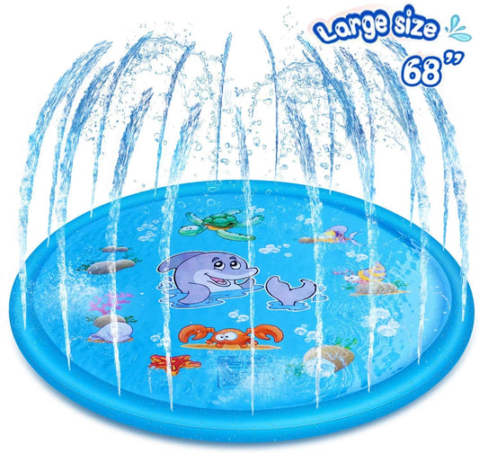 Splash Pad, 68'' Outdoor Swimming Pool Splash Play Pad - Sprinkler Mat Summer Toys for Toddlers