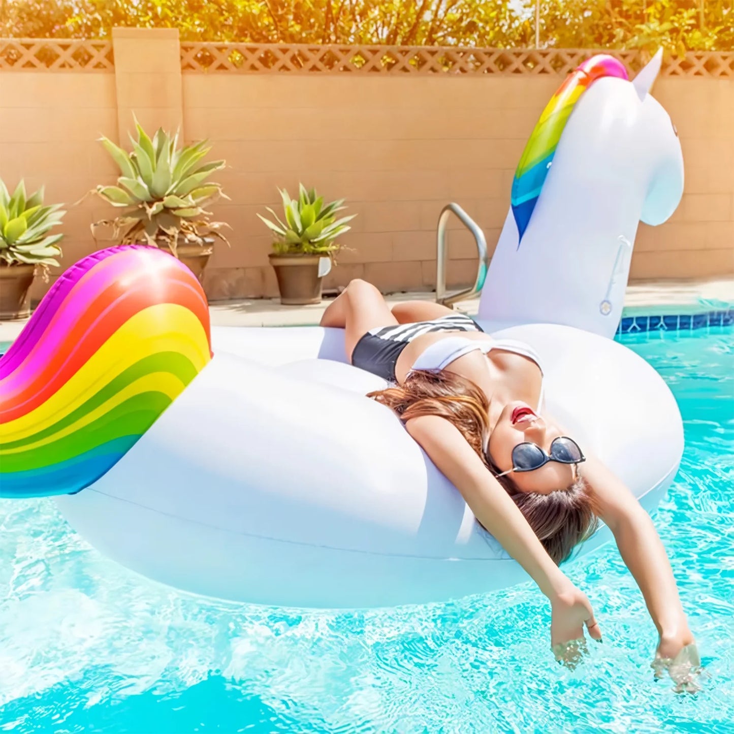 Large Unicorn Inflatable Pool Float for Kids, Giant Float for Pool, Swimming Pool Inflatables Ride-On Pool Toys