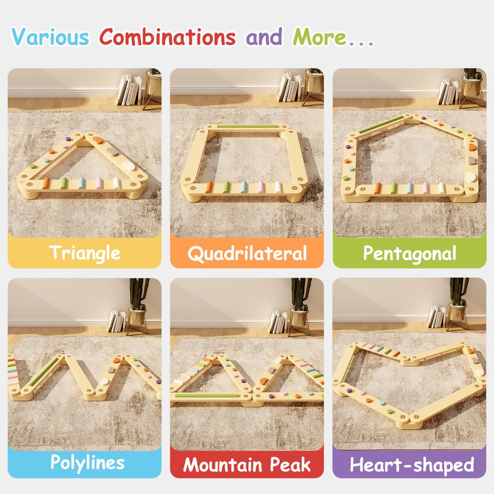 Wooden Balance Beam for Kids Toddlers Gymnastics Beam Stepping Stones Children Balance Board Toys Montessori Toddler Toys Montessori Furniture Toddler Gift