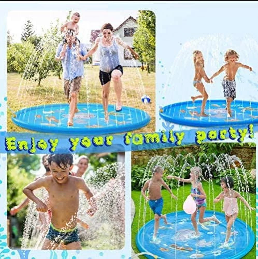 Splash Pad, 68'' Outdoor Swimming Pool Splash Play Pad - Sprinkler Mat Summer Toys for Toddlers