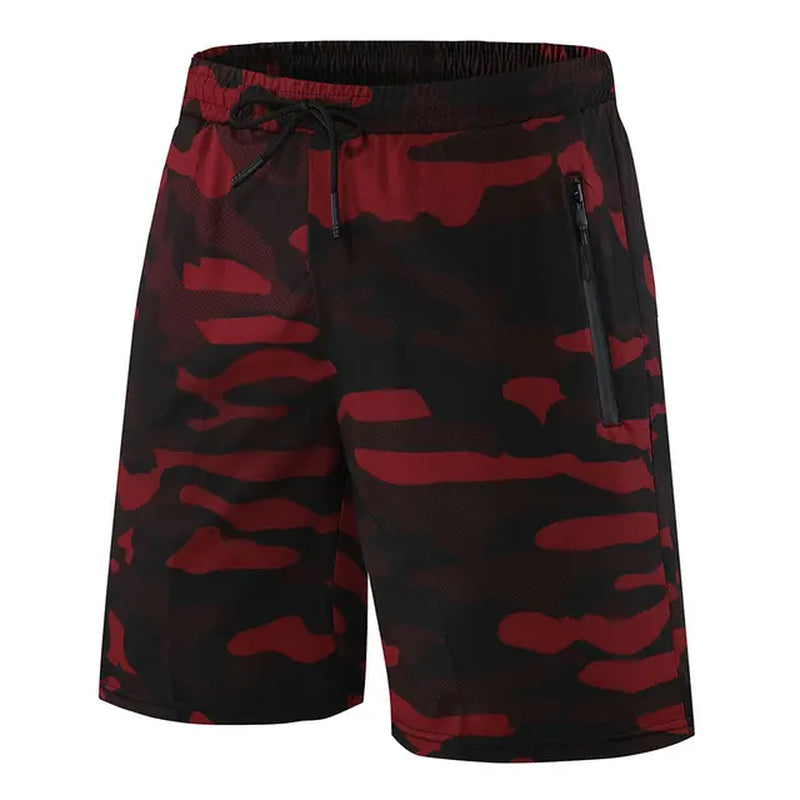 Men'S Shorts Fitness Shorts Running Sports Men'S Fitness Shorts Camouflage Zipper Pocket Sports Shorts