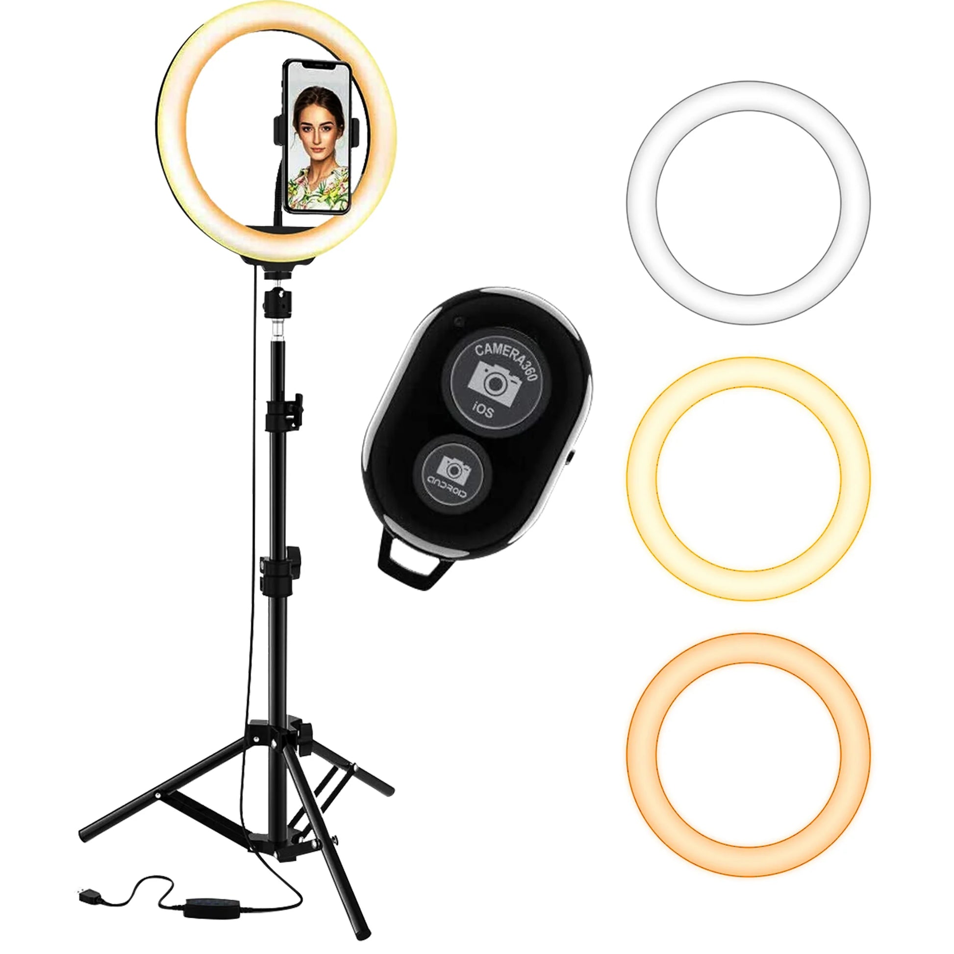 5 Core 10" Selfie Ring Light Stand • with 43" Adjustable Tripod Stand & Phone Holder • 3 Color Mode