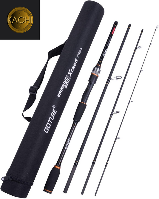 Travel Fishing Rods, 4 Piece Fishing Pole with Case/Bag,Surf Casting/Spinning Rod,Ultralight Fishing Baitcasting Rod 7Ft for Saltwater Trout, Bass, Walleye, Pike