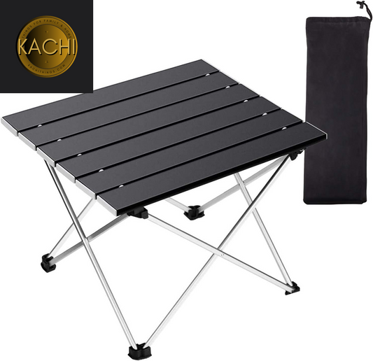 Portable Camping Table,Folding Side Table Aluminum Top for Outdoor Cooking, Hiking, Travel, Picnic (Small, Black)