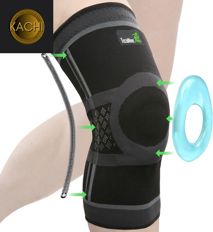 Knee Brace for Women & Men - Knee Compression Sleeve for Knee Pain, Knee Support. Knee Brace for Meniscus Tear, ACL, and Arthritis with Side Stabilizers & Gel Pads. 5 Sizes Single Pack