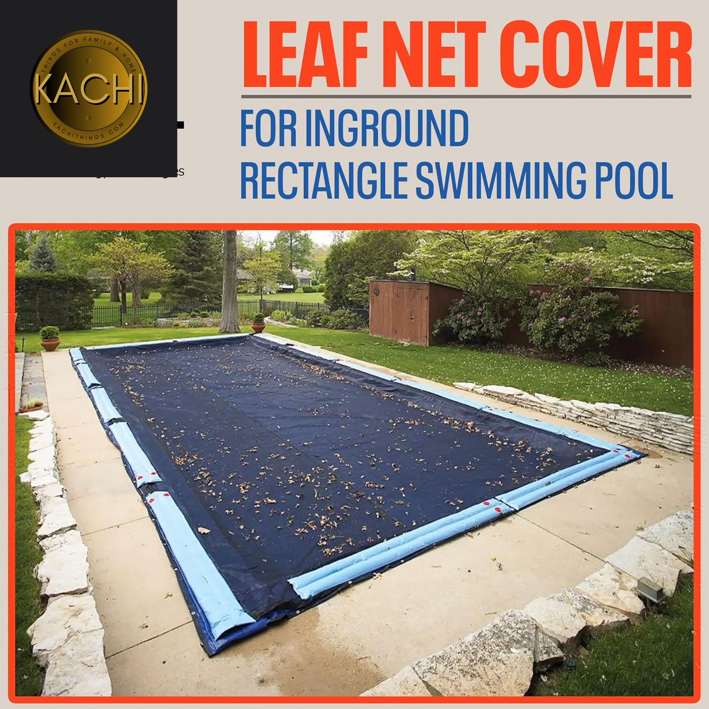 Leaf Net Cover for 18 Ft X 36 Ft Rectangular Inground Swimming Pool with Extra 4 Ft Overlap