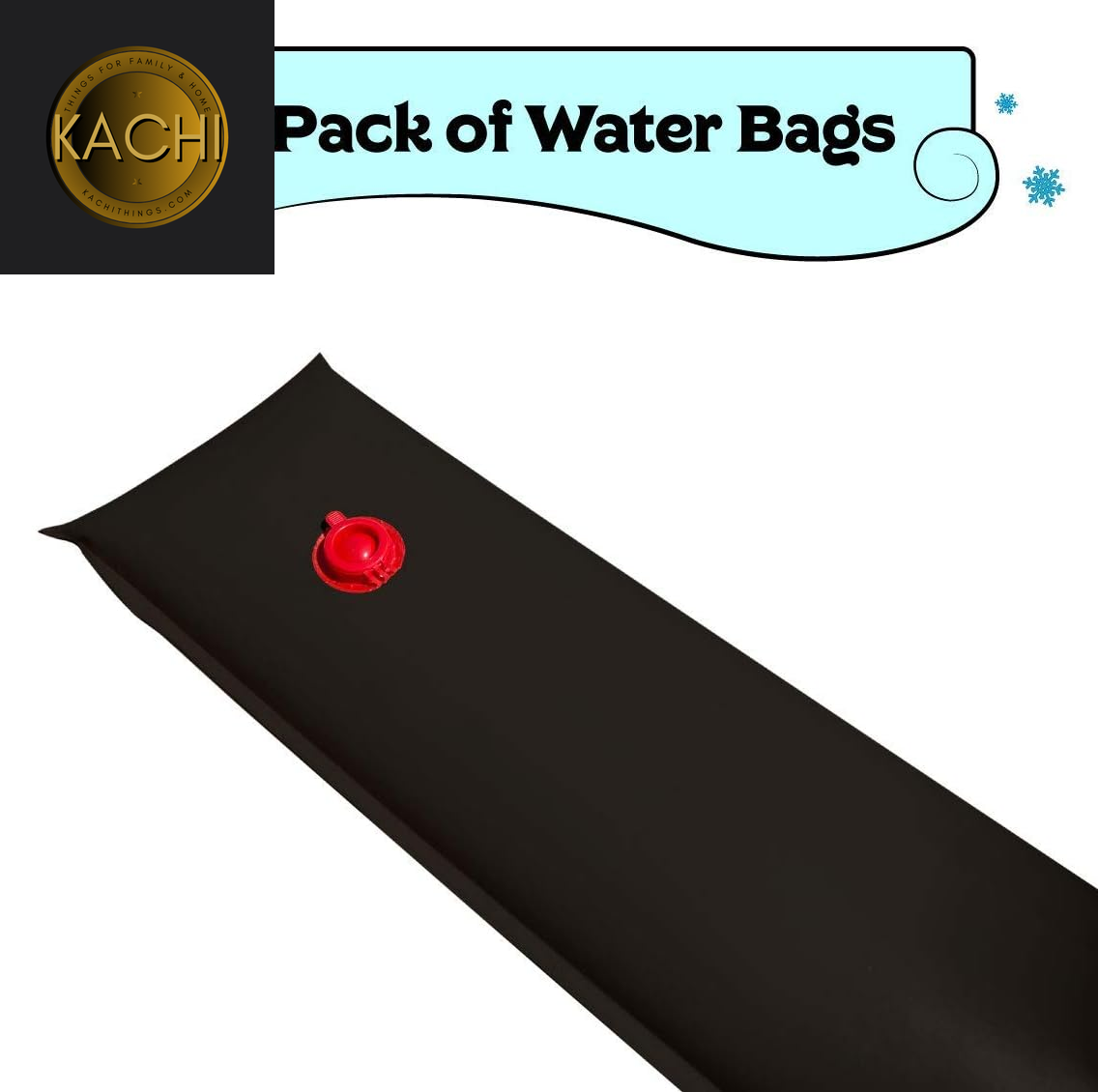 Black 8-Foot Long Single Chamber Water Bags | 6 Pack | 22-Gauge Heavy-Duty Vinyl Material | Secures Winter Cover to Rectangular Swimming Pools