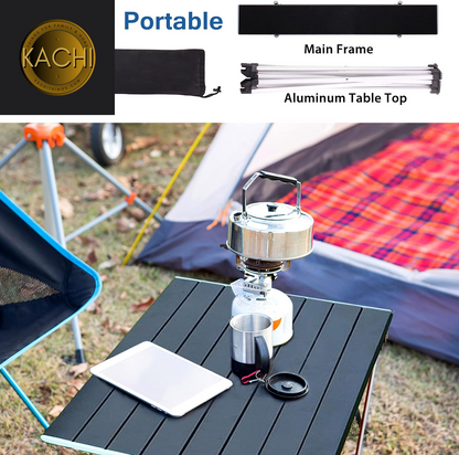 Portable Camping Table,Folding Side Table Aluminum Top for Outdoor Cooking, Hiking, Travel, Picnic (Small, Black)