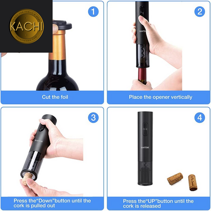 Electric Wine Bottle Opener, Battery Operated Wine Opener Corkscrew Set with Foil Cutter, Automatic Reusable Easy Carry Wine Opener Gift for Waiter Women as Bar Outdoor Kitchen Accessories