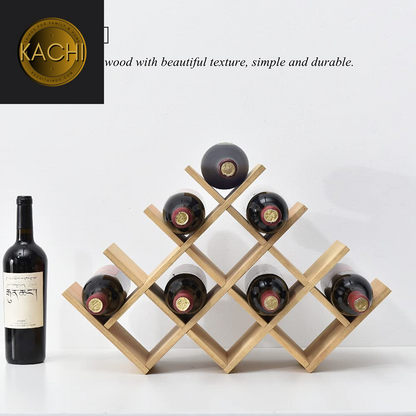 Wooden 13-Bottle Wine Rack - Nature Wood 4-Tier Wine Display Rack/Free Standing and Countertop Wine Storage Shelf - Bottle Holder/Cabinet Glass Rack XHJJ4-NA