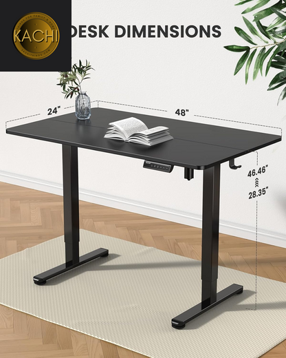 Height Adjustable Electric Standing Desk, 48 X 24 Inches Sit Stand up Desk, Memory Computer Home Office Desk (Black)