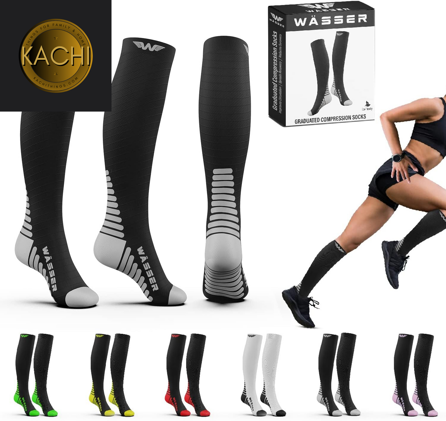 Compression Socks for Nurses Men & Women - Fitness Travel Pregnancy Circulation