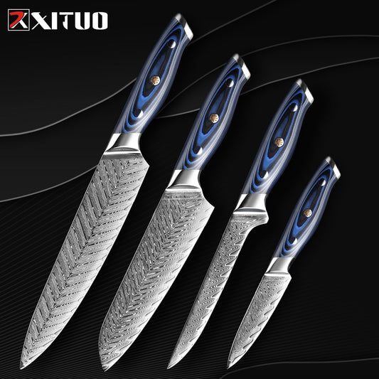 XITUO Damascus Chef Knife Set - Professional Japanese Kitchen Knives